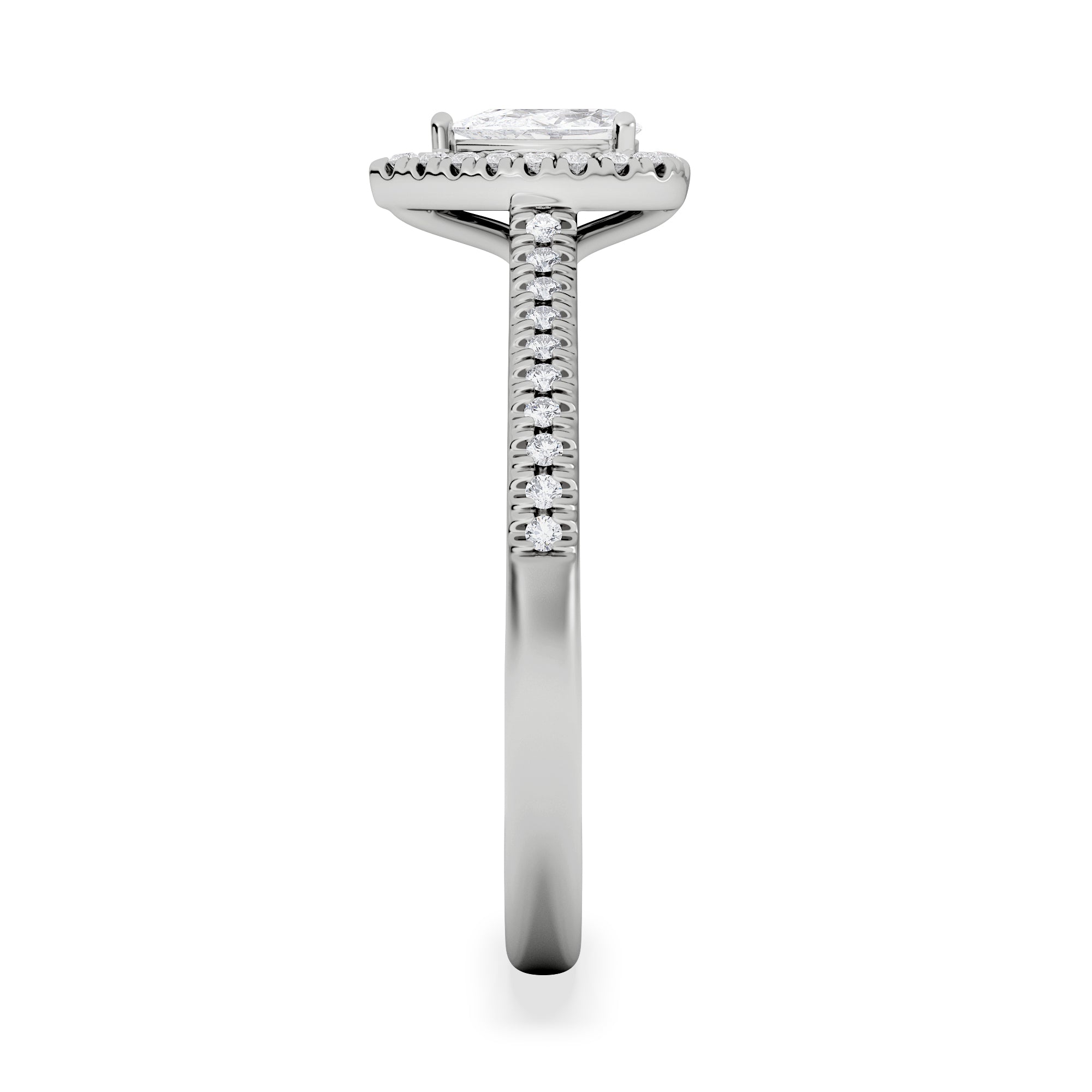 Lumia Pear Cut Lab Diamond Halo Ring 0.50ct F/VS in 925 Silver
