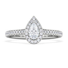 Lumia Pear Cut Lab Diamond Halo Ring 0.50ct F/VS in 925 Silver