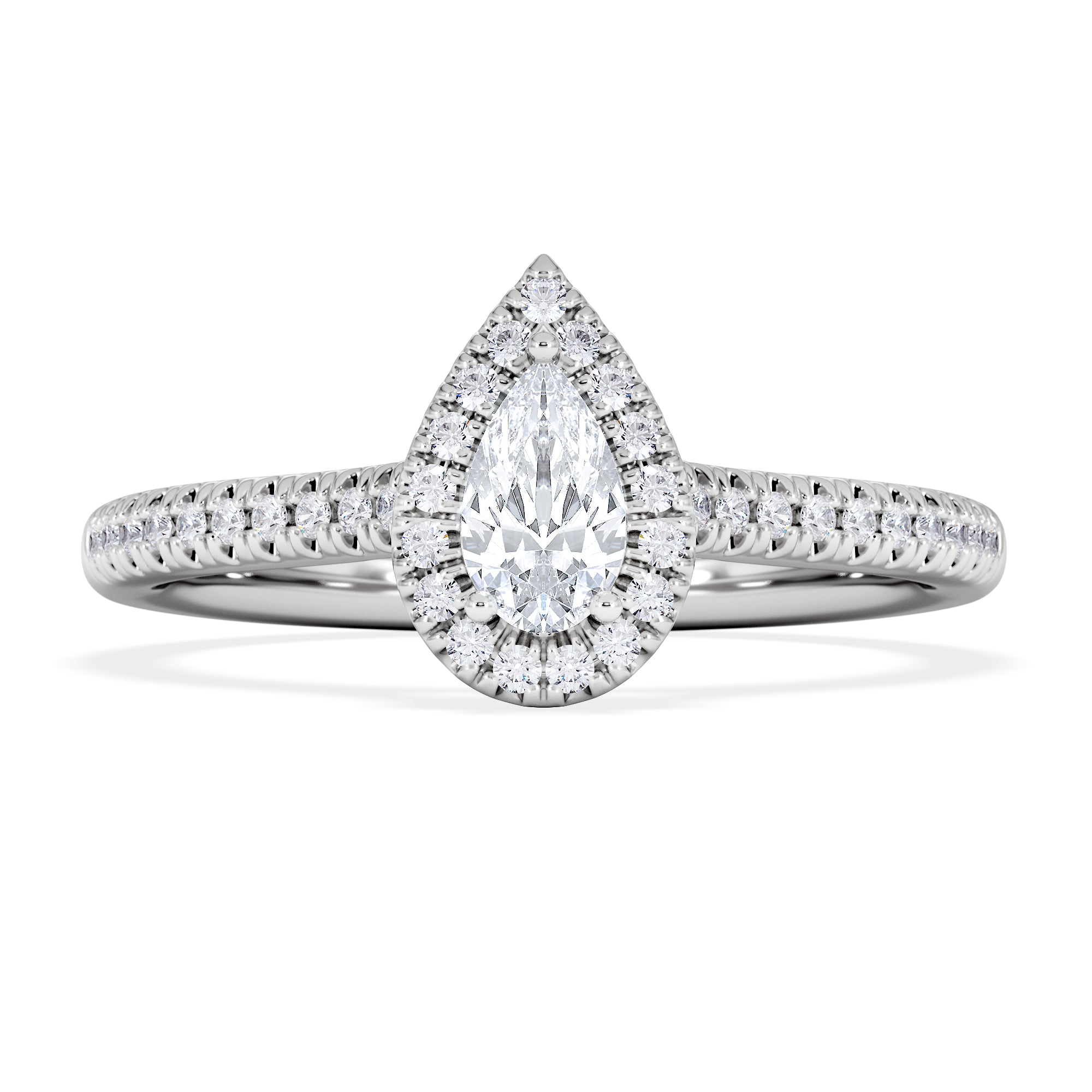 Lumia Pear Cut Lab Diamond Halo Ring 0.50ct F/VS in 925 Silver