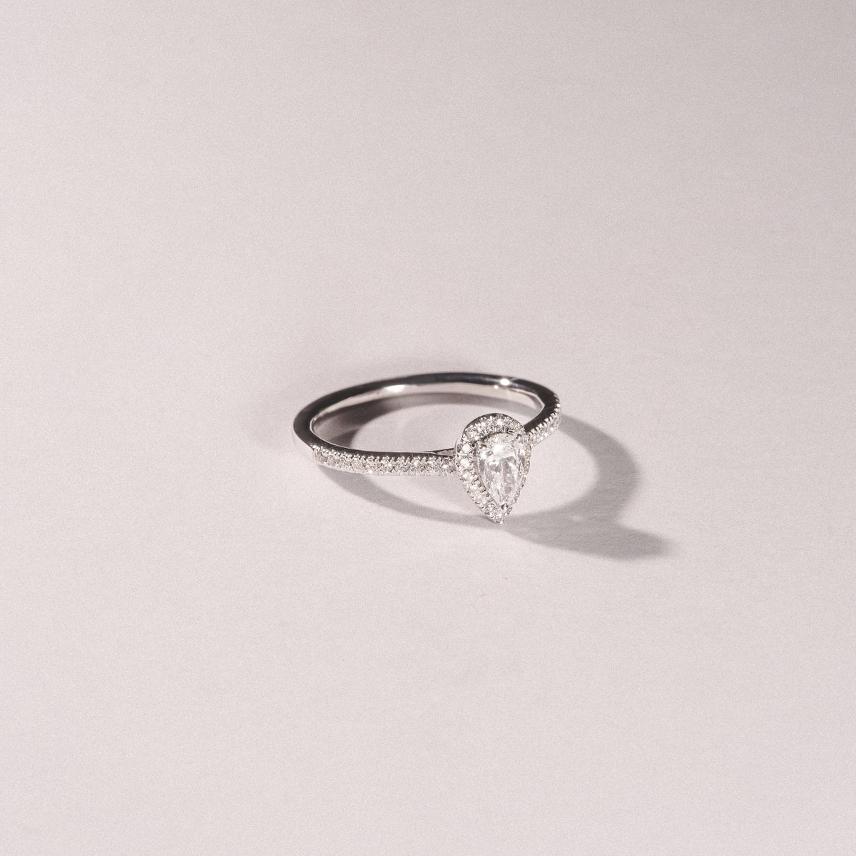 Lumia Pear Cut Lab Diamond Halo Ring 0.50ct F/VS in 925 Silver