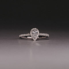 Lumia Pear Cut Lab Diamond Halo Ring 0.50ct F/VS in 925 Silver