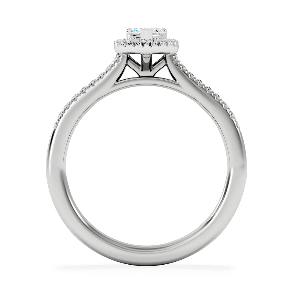 Lumia Heart Cut Lab Diamond Halo Ring 0.50ct F/VS in 925 Silver