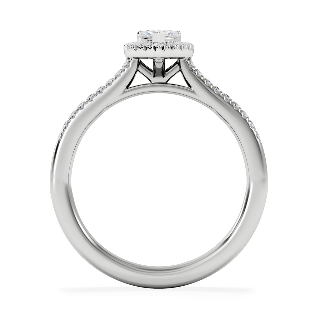 Lumia Heart Cut Lab Diamond Halo Ring 0.50ct F/VS in 925 Silver