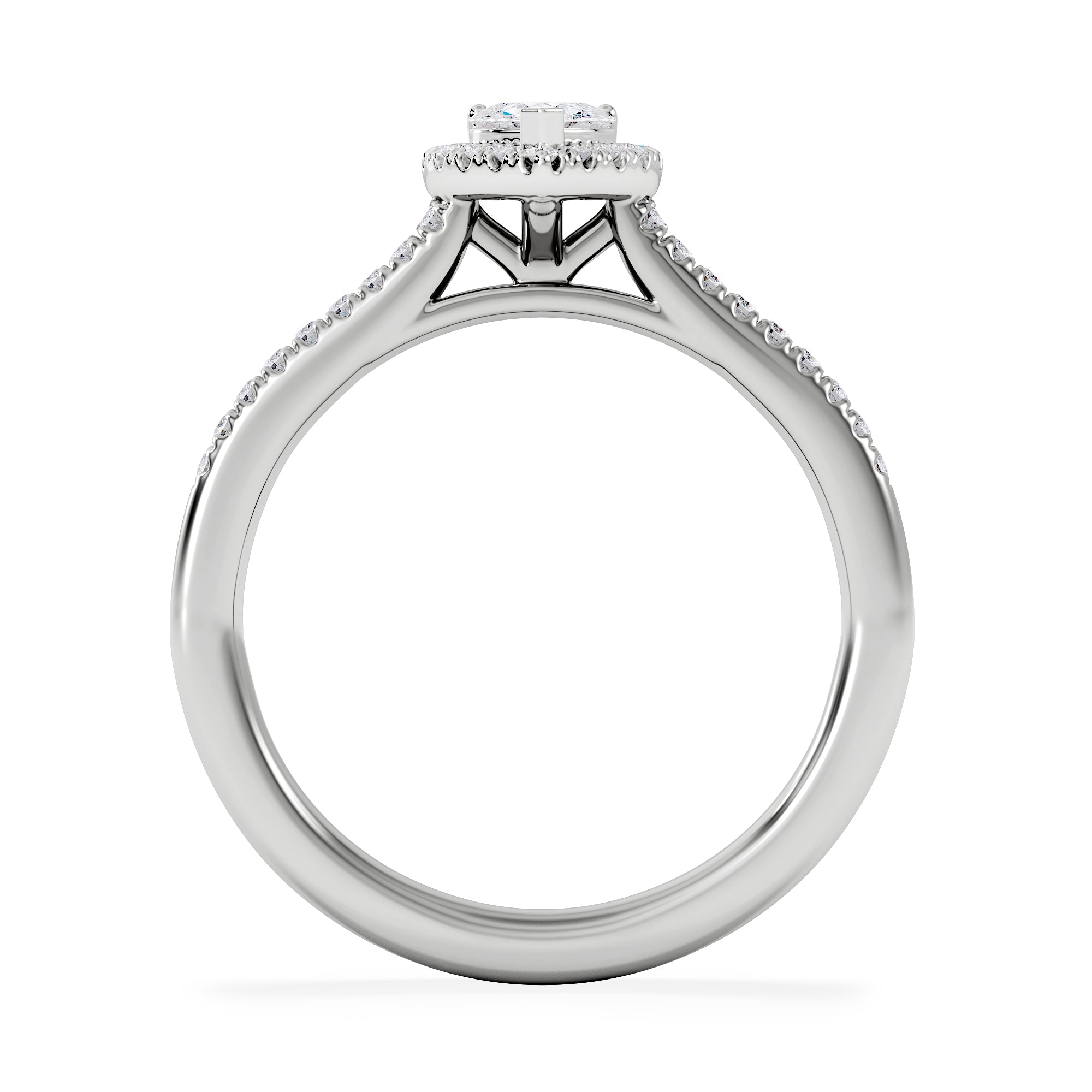 Lumia Heart Cut Lab Diamond Halo Ring 0.50ct F/VS in 925 Silver