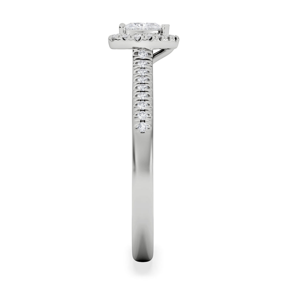 Lumia Heart Cut Lab Diamond Halo Ring 0.50ct F/VS in 925 Silver
