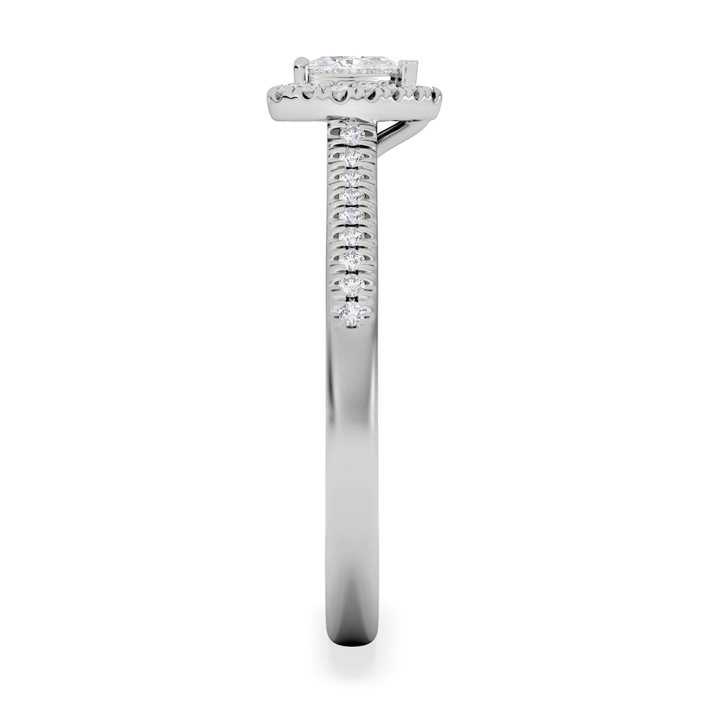 Lumia Heart Cut Lab Diamond Halo Ring 0.50ct F/VS in 925 Silver