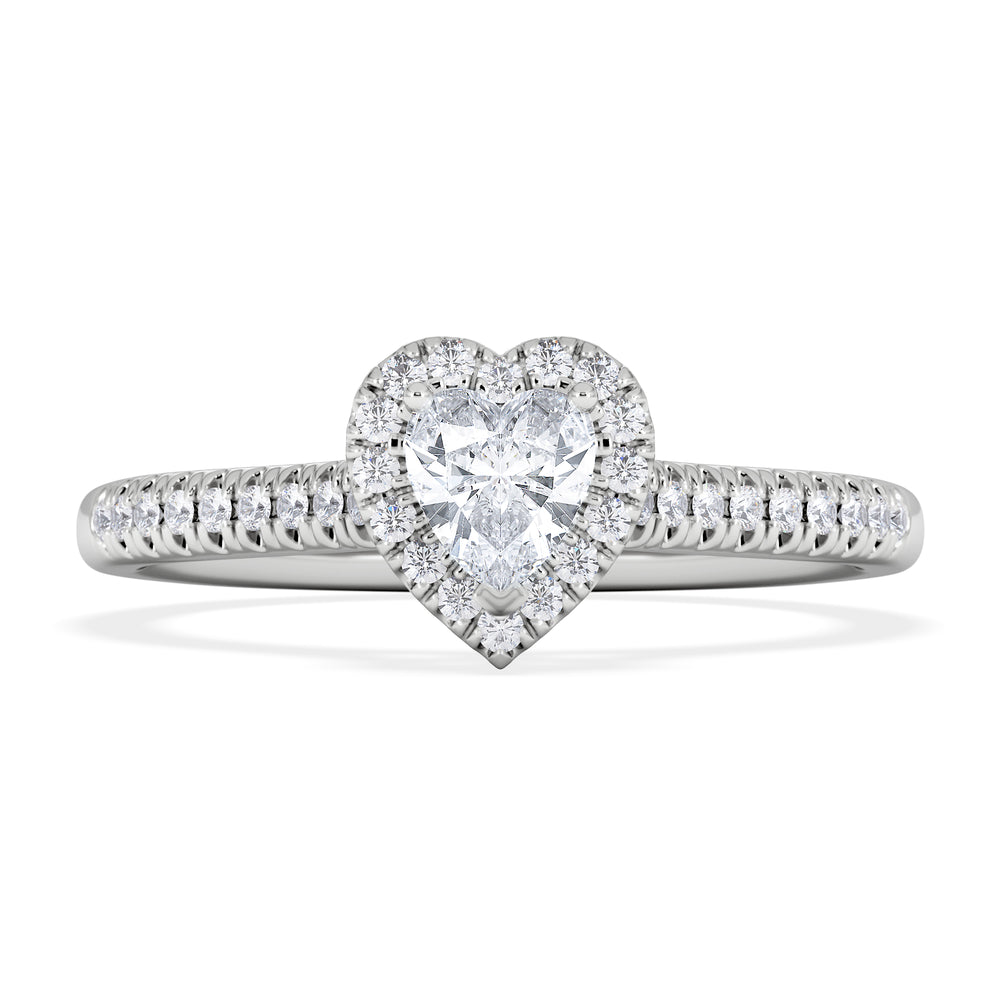 Lumia Heart Cut Lab Diamond Halo Ring 0.50ct F/VS in 925 Silver