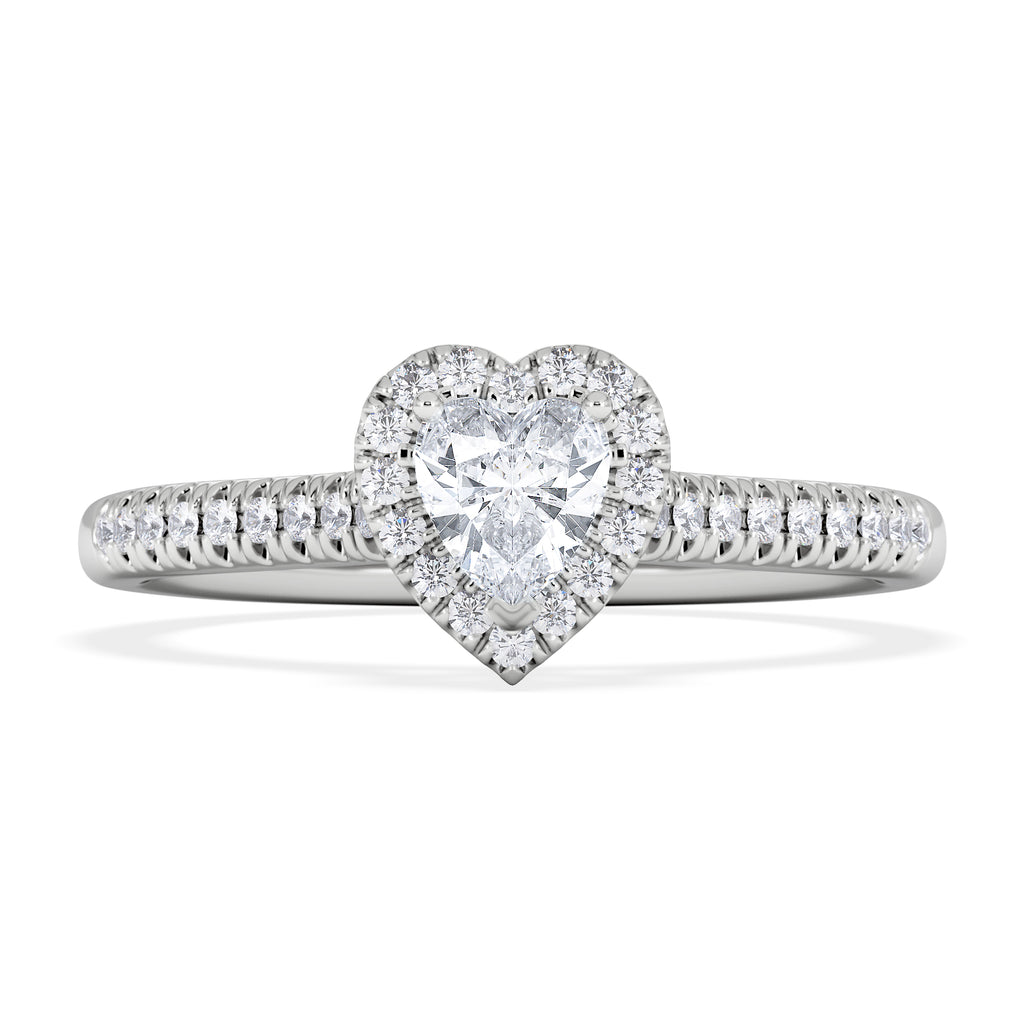 Lumia Heart Cut Lab Diamond Halo Ring 0.50ct F/VS in 925 Silver