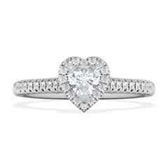 Lumia Heart Cut Lab Diamond Halo Ring 0.50ct F/VS in 925 Silver