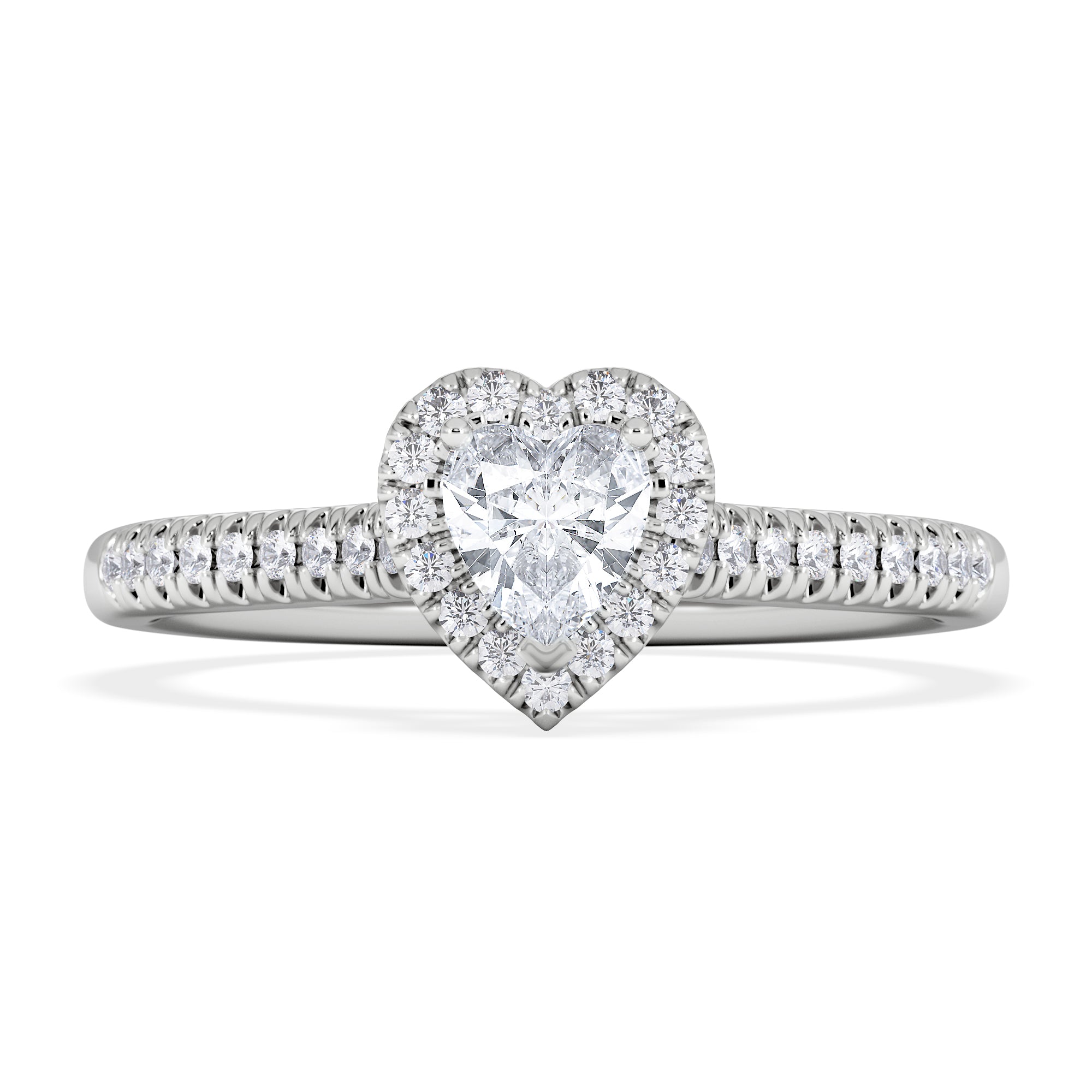 Lumia Heart Cut Lab Diamond Halo Ring 0.50ct F/VS in 925 Silver