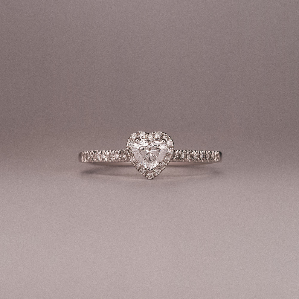 Lumia Heart Cut Lab Diamond Halo Ring 0.50ct F/VS in 925 Silver