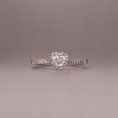 Lumia Heart Cut Lab Diamond Halo Ring 0.50ct F/VS in 925 Silver