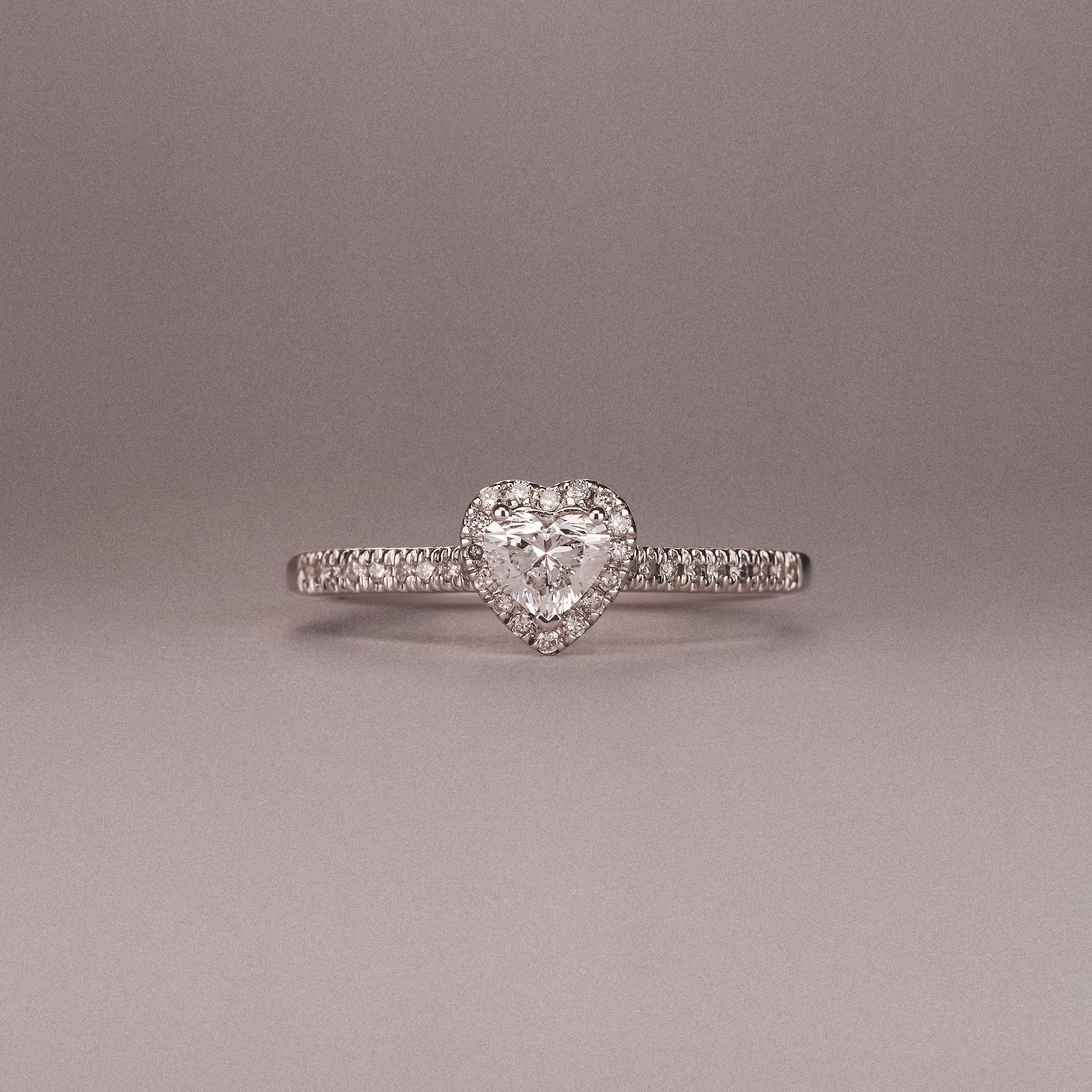 Lumia Heart Cut Lab Diamond Halo Ring 0.50ct F/VS in 925 Silver