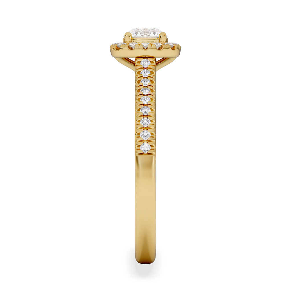 Lumia Round Cut Lab Diamond Halo Ring 0.70ct F/VS in 9K Gold