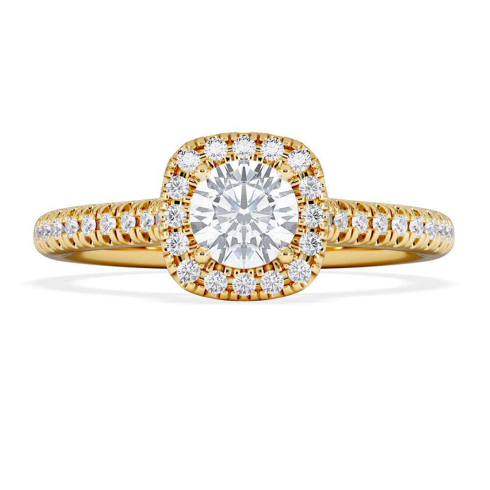 Lumia Round Cut Lab Diamond Halo Ring 0.70ct F/VS in 9K Gold