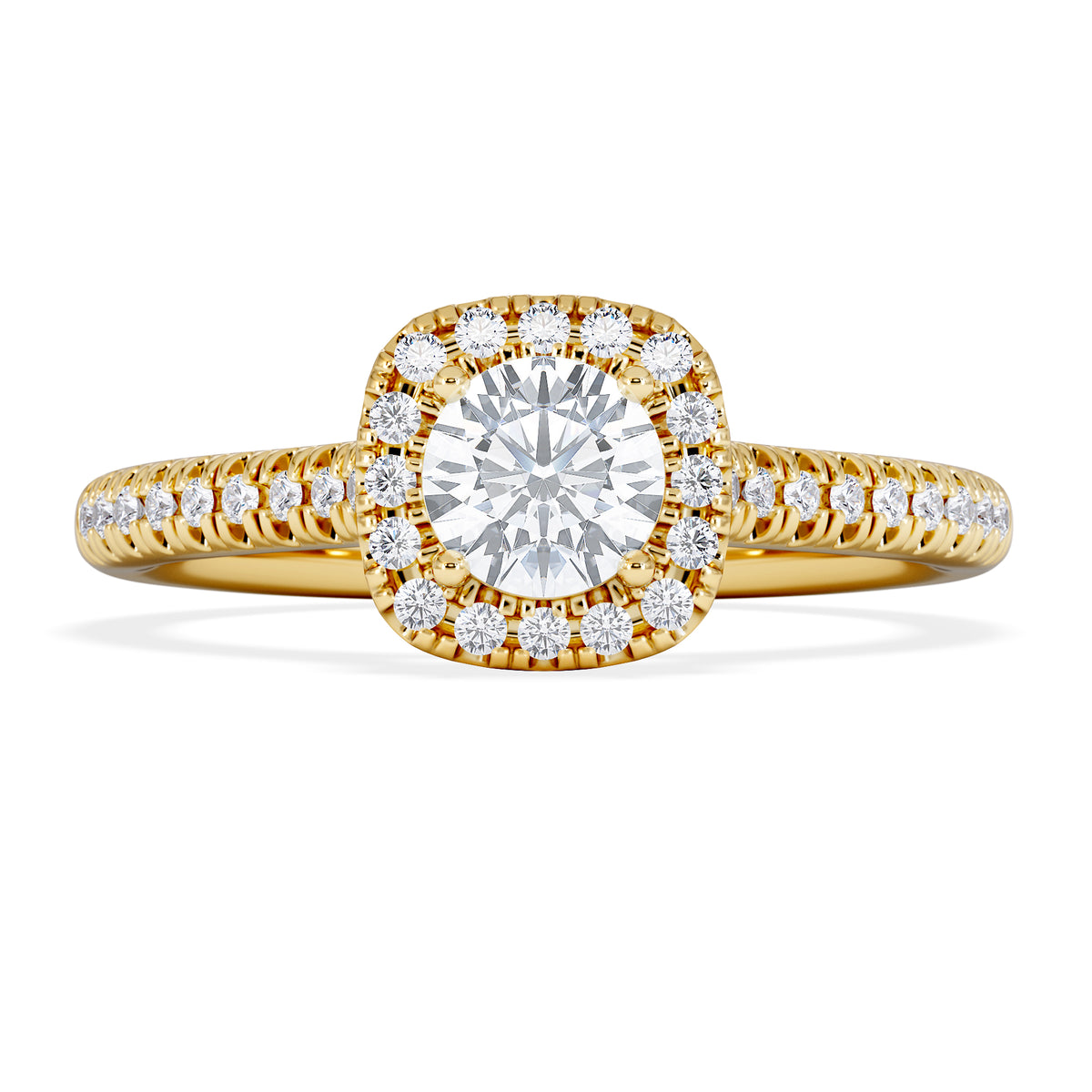 Lumia Round Cut Lab Diamond Halo Ring 0.70ct F/VS in 9K Gold
