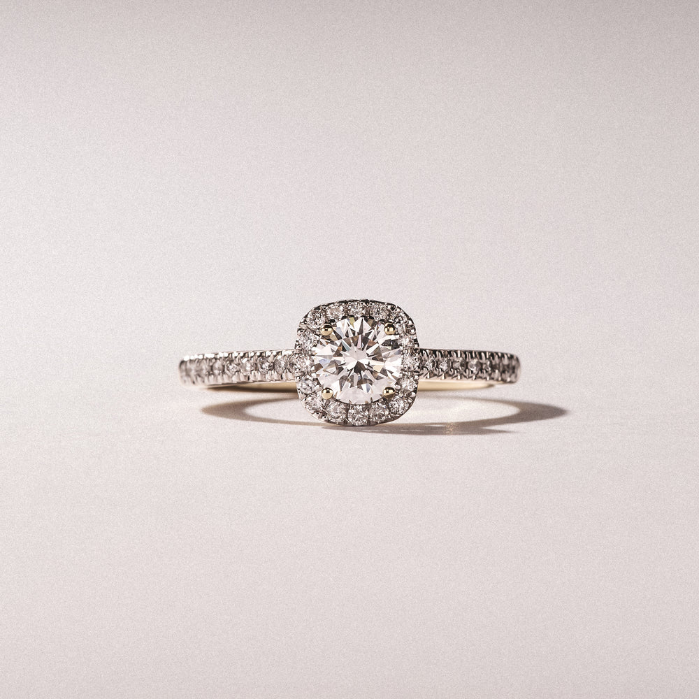 Lumia Round Cut Lab Diamond Halo Ring 0.70ct F/VS in 9K Gold