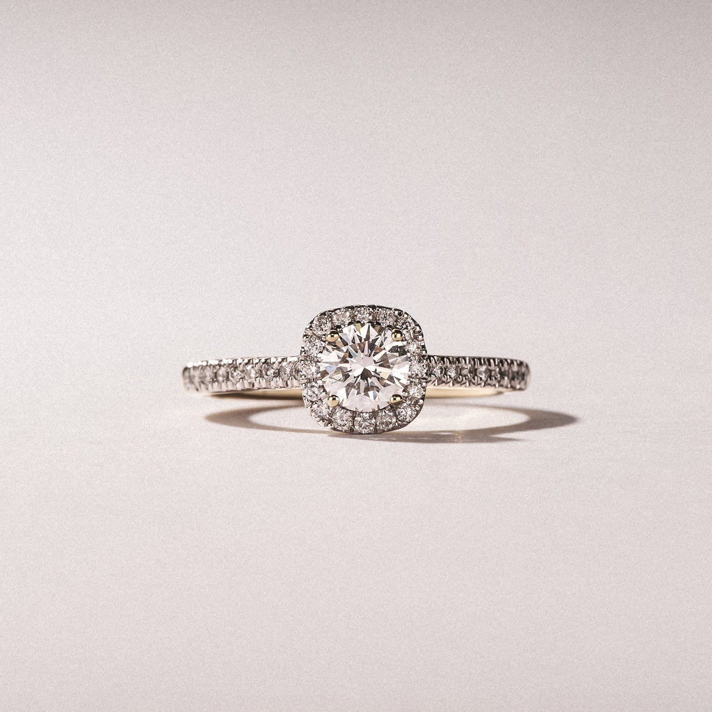 Lumia Round Cut Lab Diamond Halo Ring 0.70ct F/VS in 9K Gold