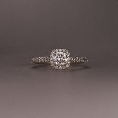 Lumia Round Cut Lab Diamond Halo Ring 0.70ct F/VS in 9K Gold
