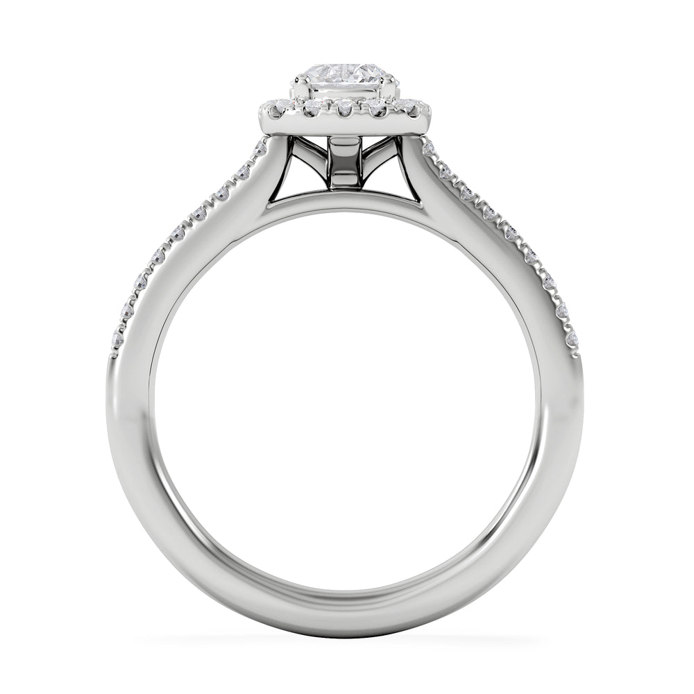 Lumia Round Cut Lab Diamond Halo Ring 0.70ct F/VS in 9K White Gold