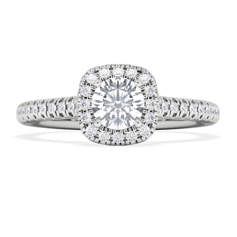 Lumia Round Cut Lab Diamond Halo Ring 0.70ct F/VS in 9K White Gold