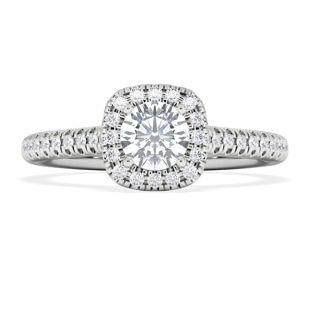 Lumia Round Cut Lab Diamond Halo Ring 0.70ct F/VS in 9K White Gold