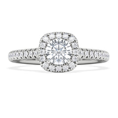 Lumia Round Cut Lab Diamond Halo Ring 0.70ct F/VS in 9K White Gold