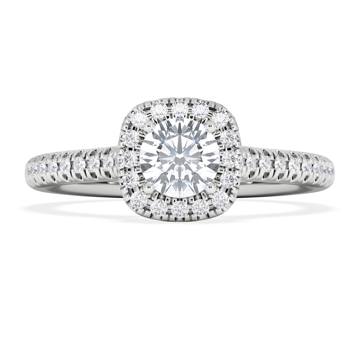 Lumia Round Cut Lab Diamond Halo Ring 0.70ct F/VS in 9K White Gold