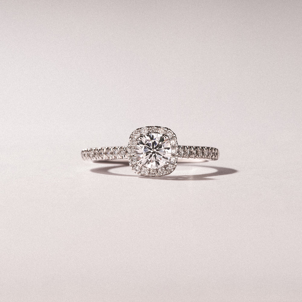Lumia Round Cut Lab Diamond Halo Ring 0.70ct F/VS in 9K White Gold