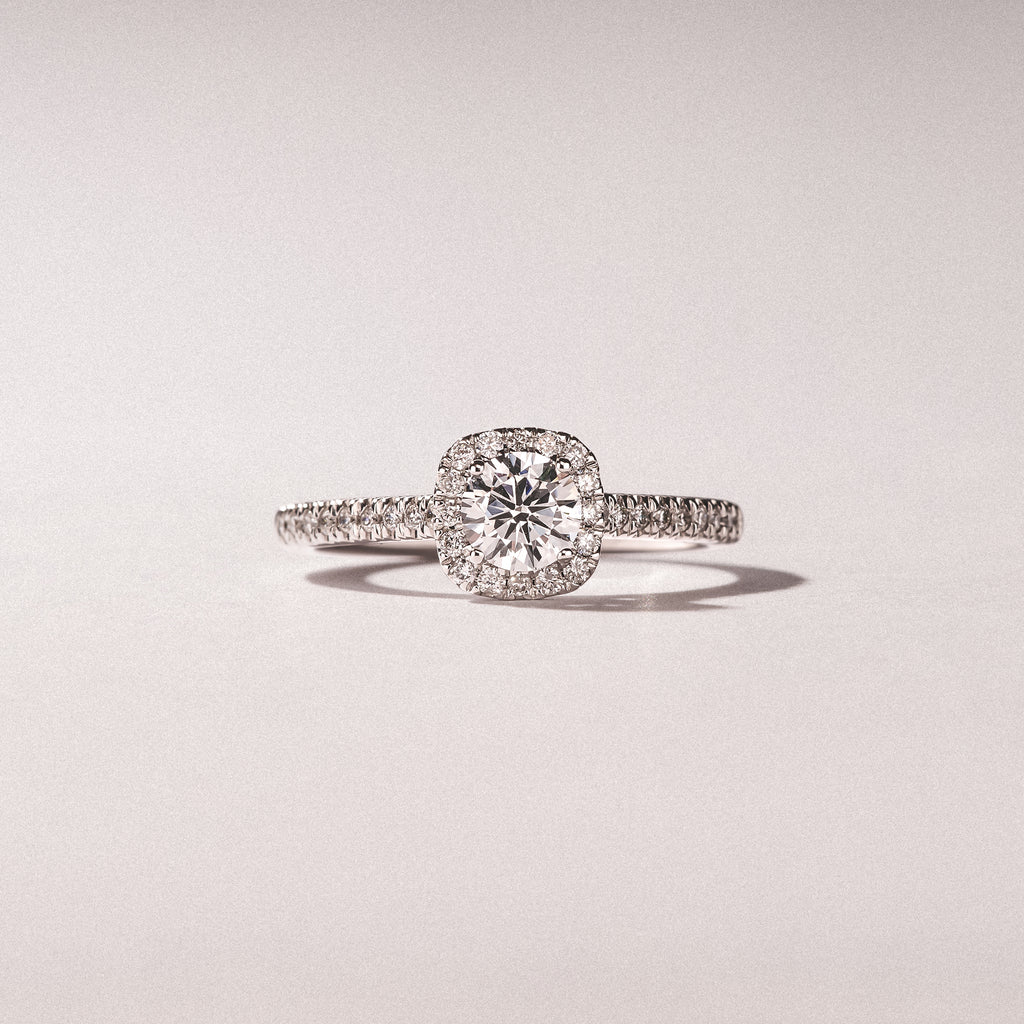 Lumia Round Cut Lab Diamond Halo Ring 0.70ct F/VS in 9K White Gold