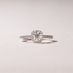 Lumia Round Cut Lab Diamond Halo Ring 0.70ct F/VS in 9K White Gold