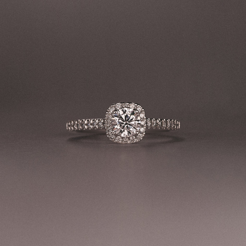 Lumia Round Cut Lab Diamond Halo Ring 0.70ct F/VS in 9K White Gold