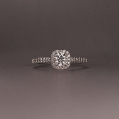 Lumia Round Cut Lab Diamond Halo Ring 0.70ct F/VS in 9K White Gold