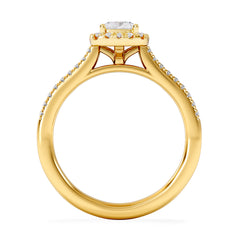 Lumia Cushion Cut Lab Diamond Halo Ring 0.70ct F/VS in 9K Gold