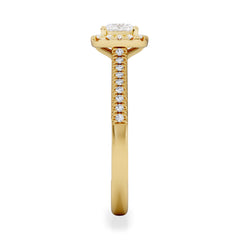 Lumia Cushion Cut Lab Diamond Halo Ring 0.70ct F/VS in 9K Gold