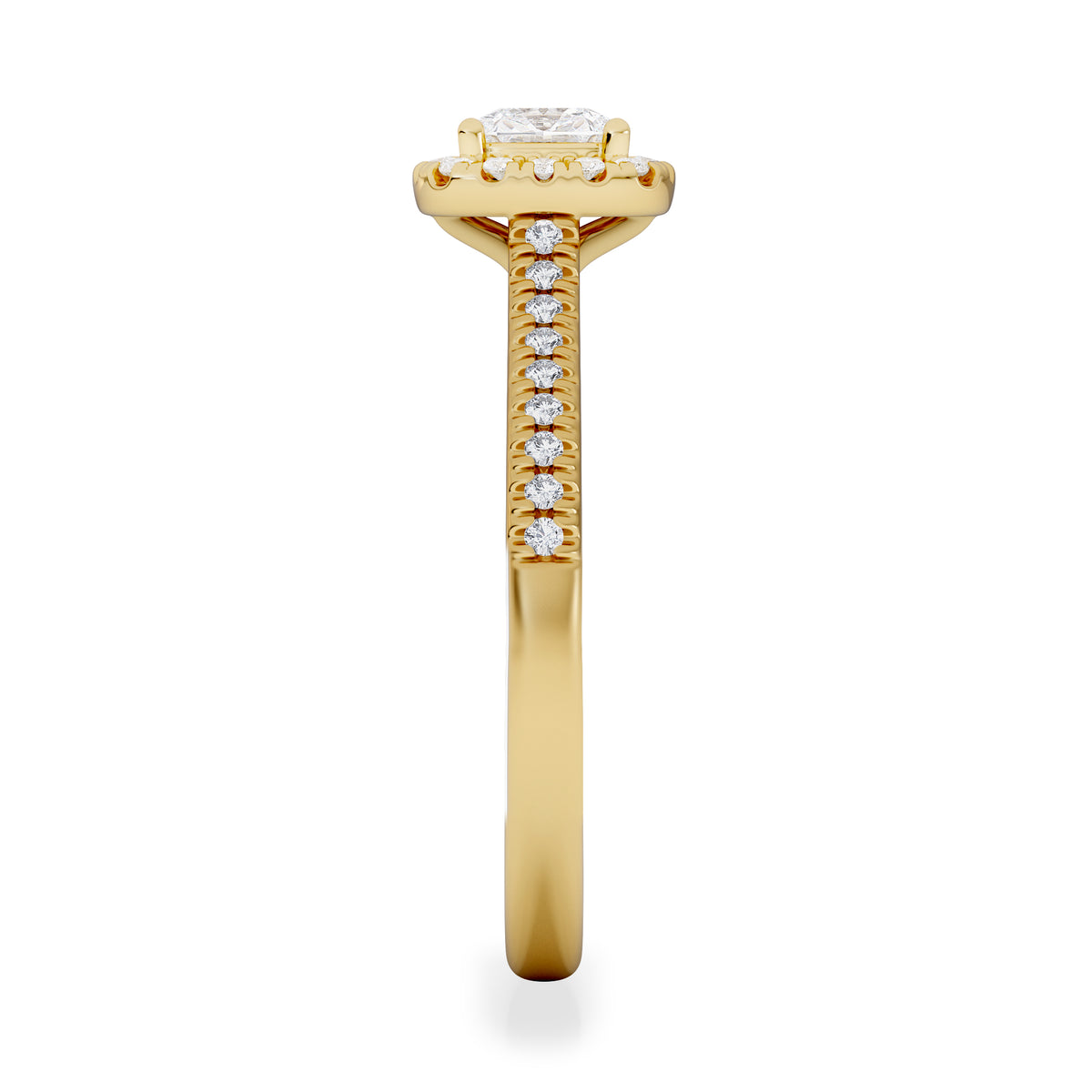 Lumia Cushion Cut Lab Diamond Halo Ring 0.70ct F/VS in 9K Gold