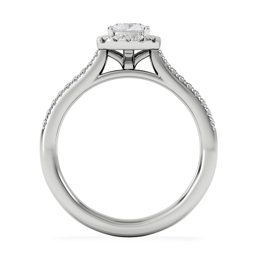 Lumia Cushion Cut Lab Diamond Halo Ring 0.70ct F/VS in 9K White Gold