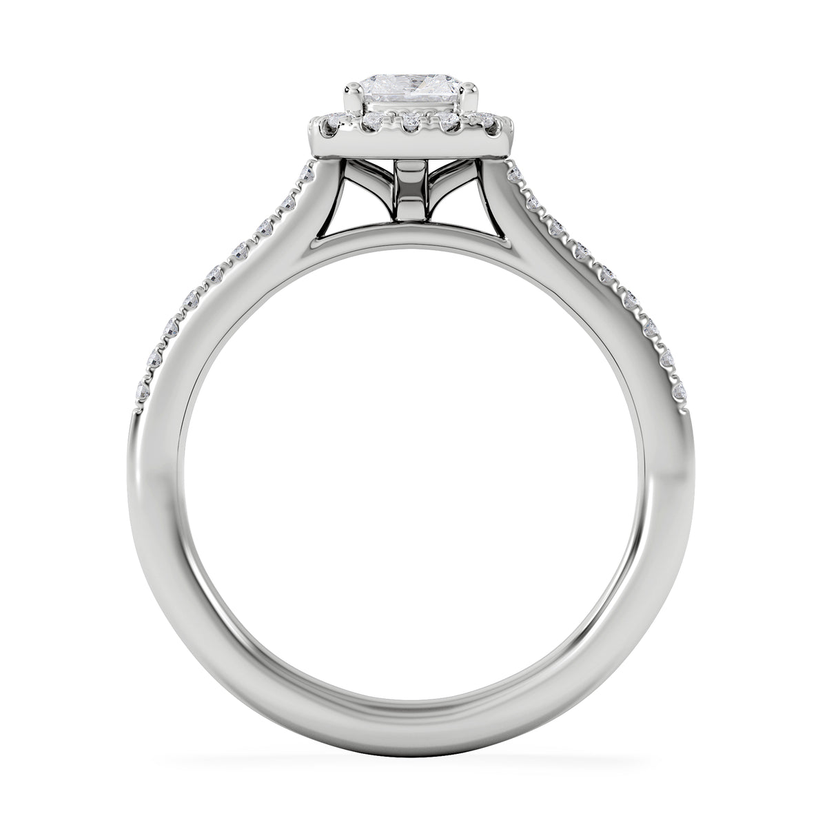 Lumia Cushion Cut Lab Diamond Halo Ring 0.70ct F/VS in 9K White Gold