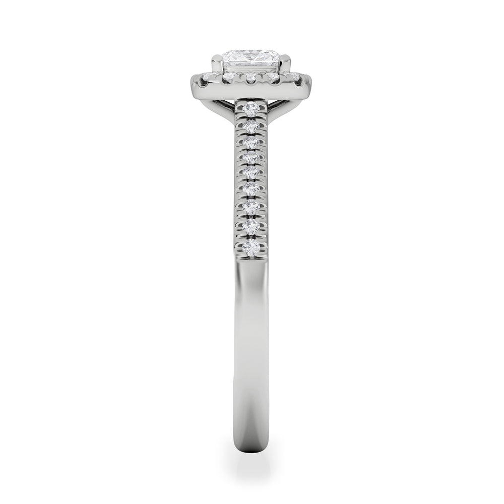 Lumia Cushion Cut Lab Diamond Halo Ring 0.70ct F/VS in 9K White Gold