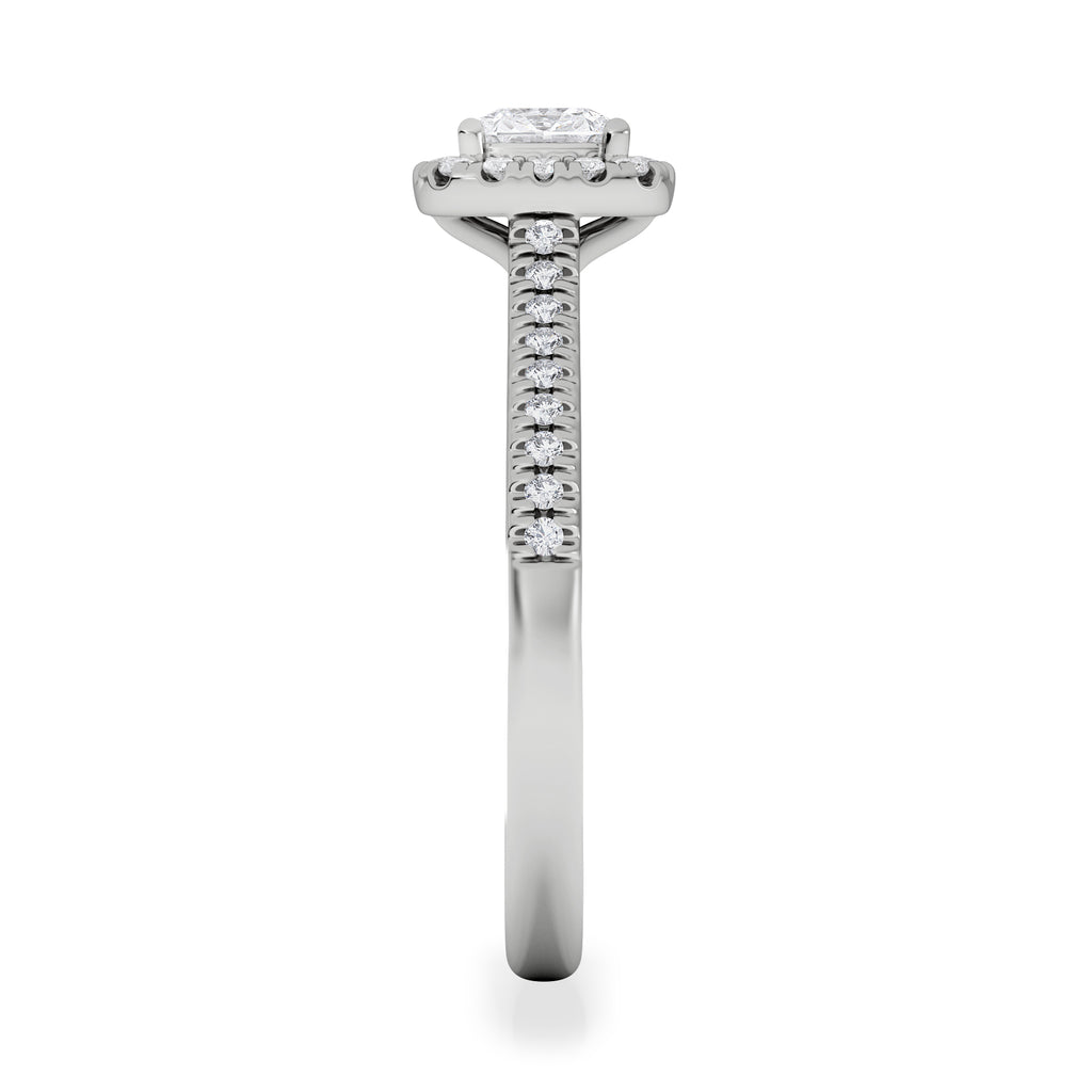 Lumia Cushion Cut Lab Diamond Halo Ring 0.70ct F/VS in 9K White Gold