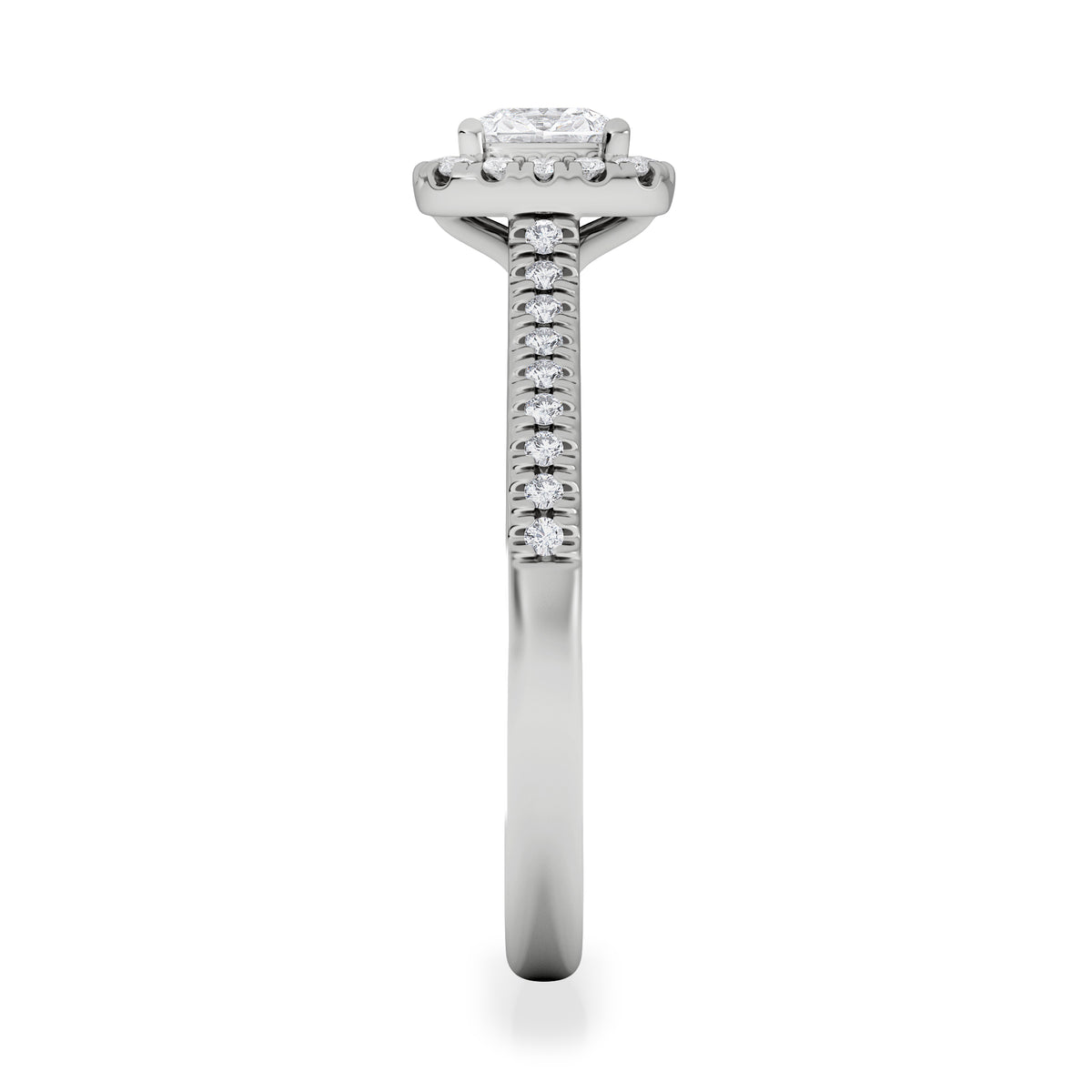 Lumia Cushion Cut Lab Diamond Halo Ring 0.70ct F/VS in 9K White Gold
