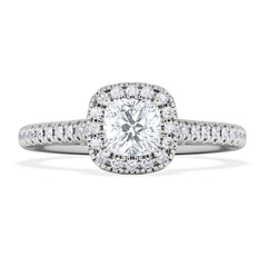 Lumia Cushion Cut Lab Diamond Halo Ring 0.70ct F/VS in 9K White Gold