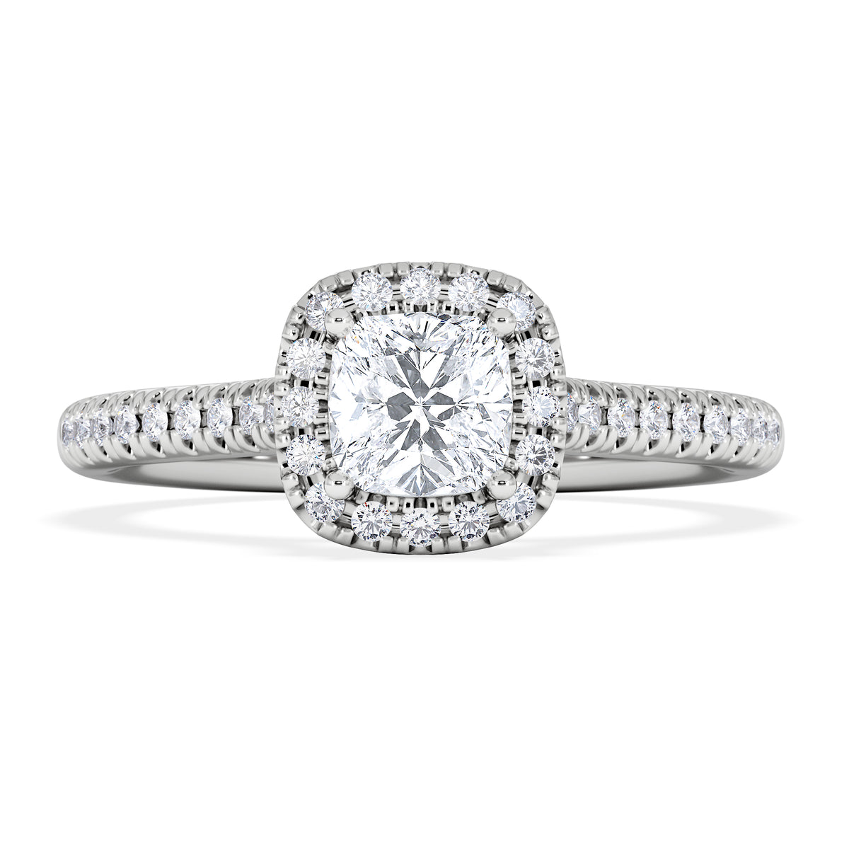 Lumia Cushion Cut Lab Diamond Halo Ring 0.70ct F/VS in 9K White Gold