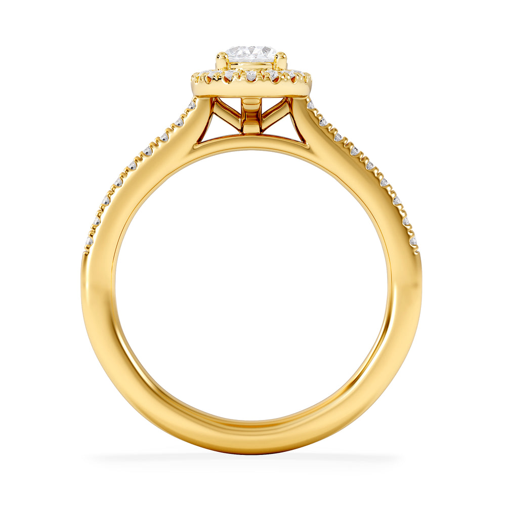 Lumia Oval Cut Lab Diamond Halo Ring 0.70ct F/VS in 9K Gold