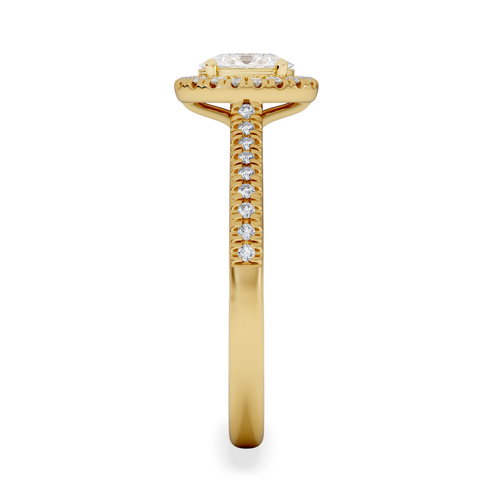 Lumia Oval Cut Lab Diamond Halo Ring 0.70ct F/VS in 9K Gold
