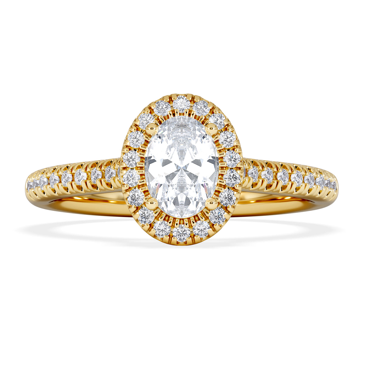 Lumia Oval Cut Lab Diamond Halo Ring 0.70ct F/VS in 9K Gold