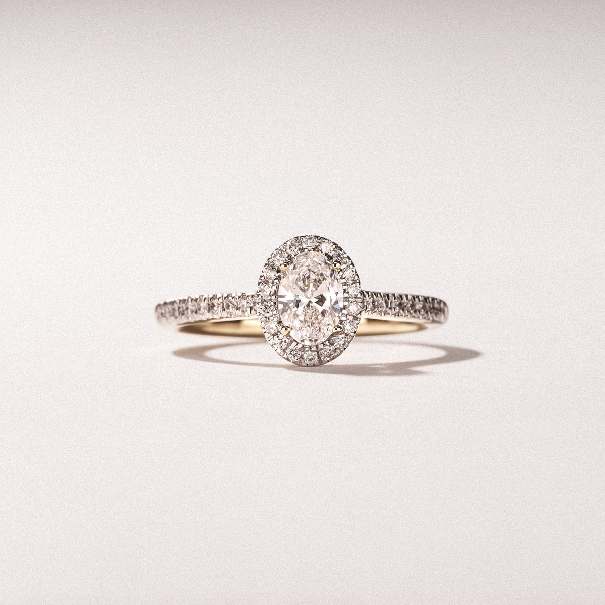 Lumia Oval Cut Lab Diamond Halo Ring 0.70ct F/VS in 9K Gold