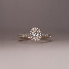 Lumia Oval Cut Lab Diamond Halo Ring 0.70ct F/VS in 9K Gold