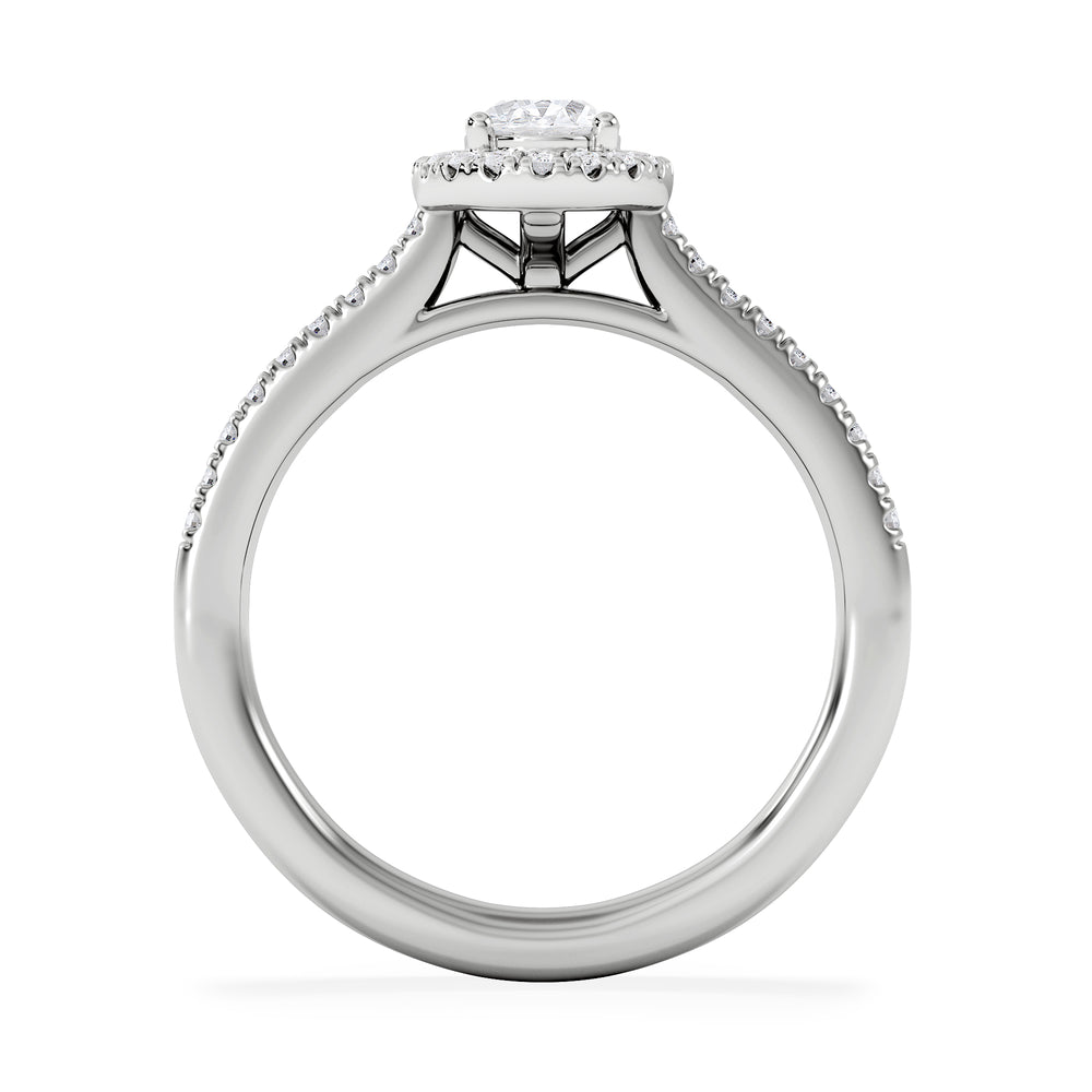 Lumia Oval Cut Lab Diamond Halo Ring 0.70ct F/VS in 9K White Gold