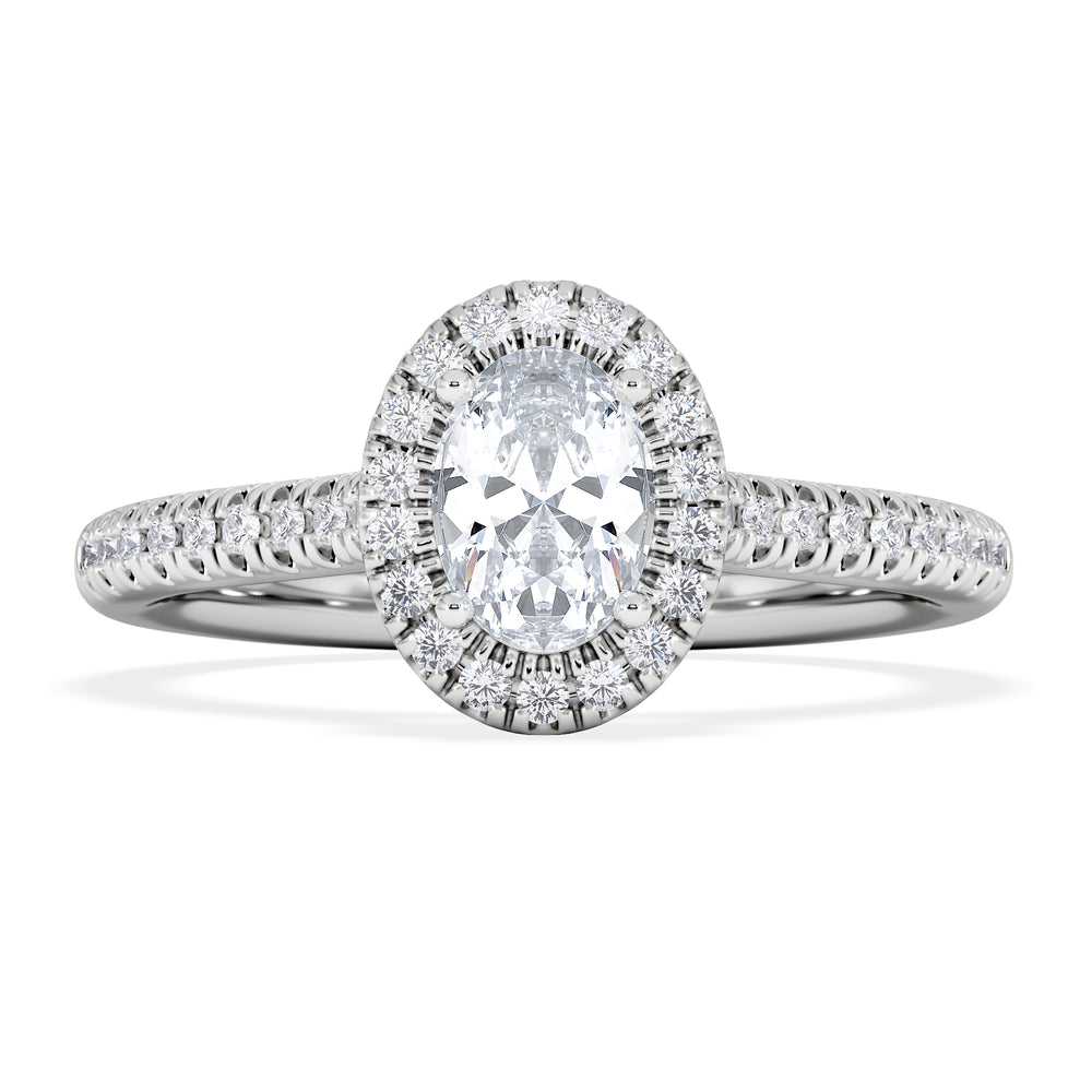 Lumia Oval Cut Lab Diamond Halo Ring 0.70ct F/VS in 9K White Gold